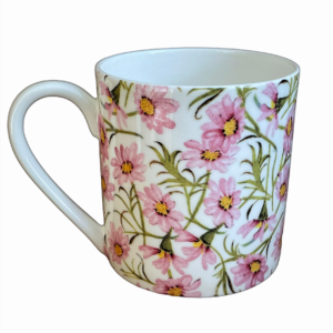 large pint mug pink daisy floral chintz
