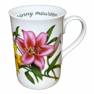 personalised fine bone china oriental lilies mug