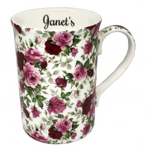 personalised pink rose mug