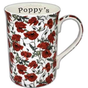 Red Poppy China Personalised Mug
