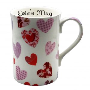 Personalised fine bone china heart mug