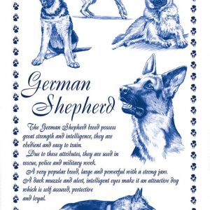 German Shepherd White Cotton Tea Towel