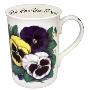 personalised pansy china mug