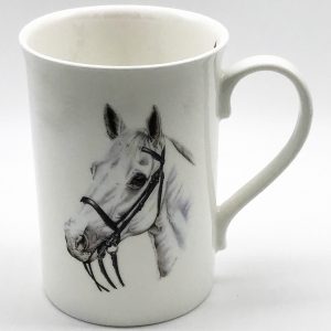 white horse china mug