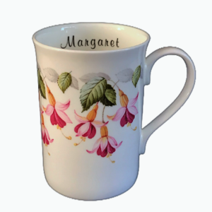 fuchsia personalised china mug