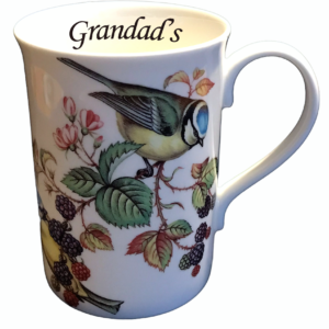personalised blue tit china mug