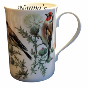personalised goldfinch china mug