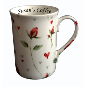 roses and hearts china mug