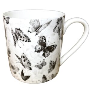 butterfly black toile one pint china mug
