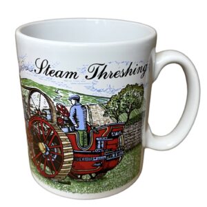 Steam threshing vintage farming mug