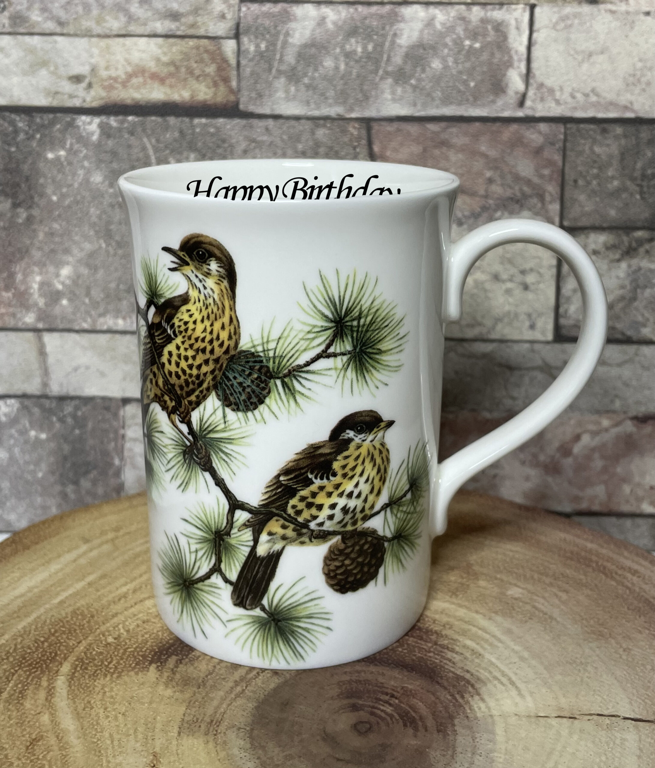 personalised garden thrush fine bone china mug