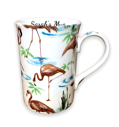 Personalised Fine Bone China Flamingo Chintz Mu