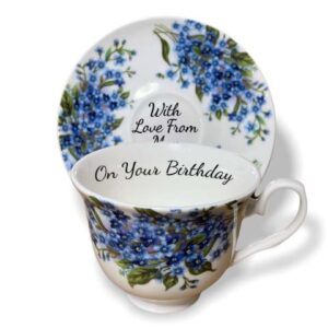 Personalised Forget Me Not China Tea Cup & Saucer