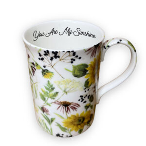 sunflower chintz personalised fine bone china mug