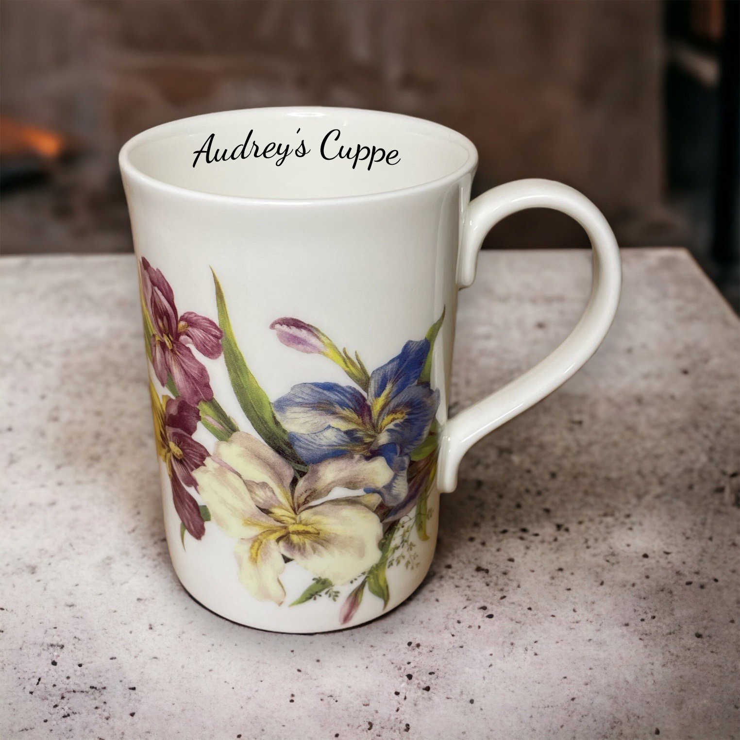 Fine Bone China Purple Iris Mug